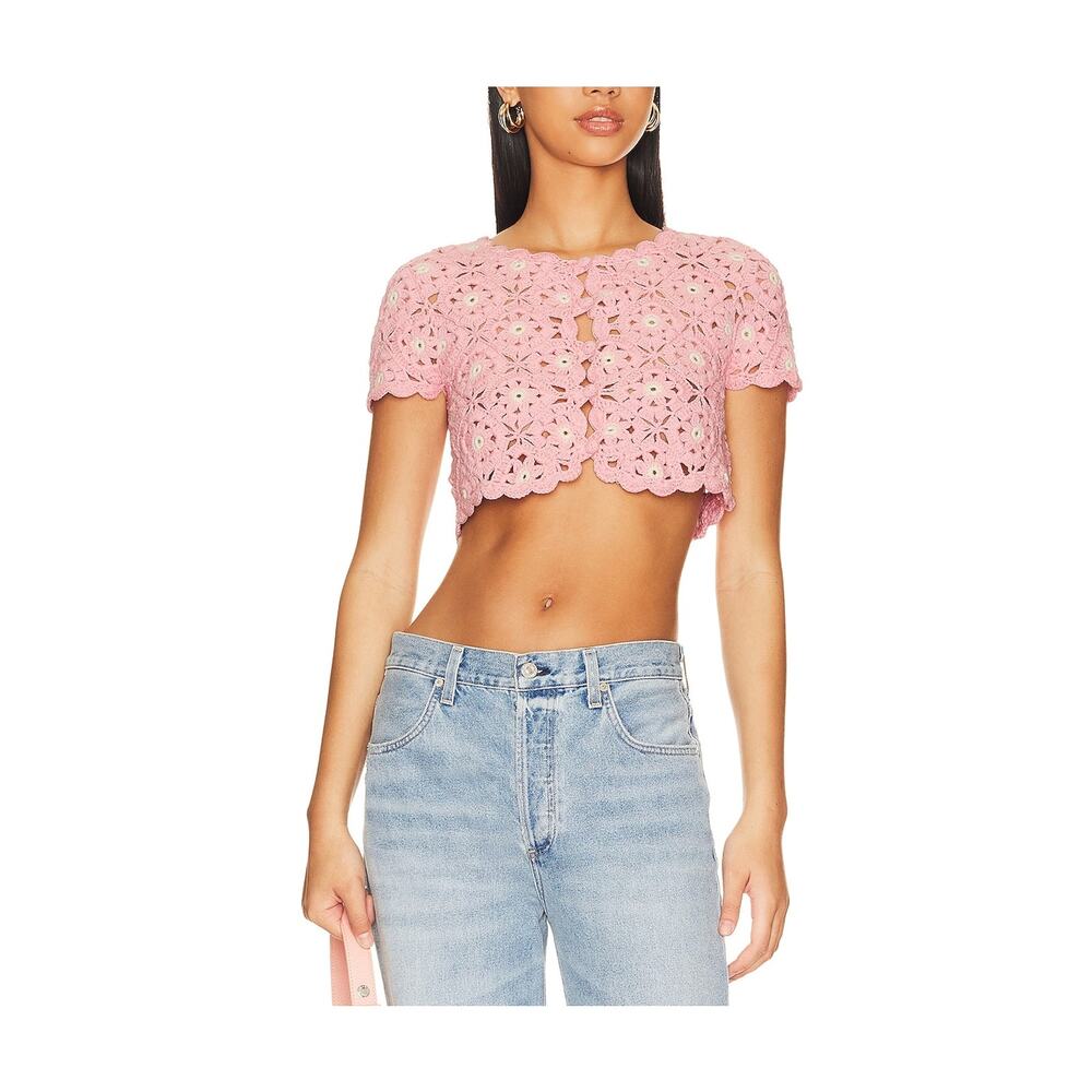 Lovers And Friends 'Delilah' Pink Wildflower Crochet Cardigan Size M